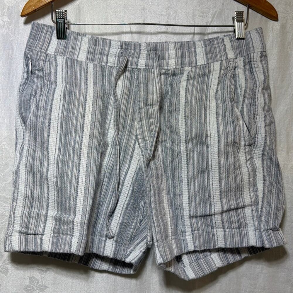 Abercrombie Fitch Shorts Medium Blue White Striped Woven Textured Cotton